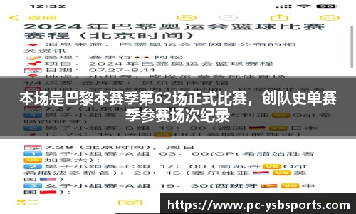 本场是巴黎本赛季第62场正式比赛,创队史单赛季参赛场次纪录